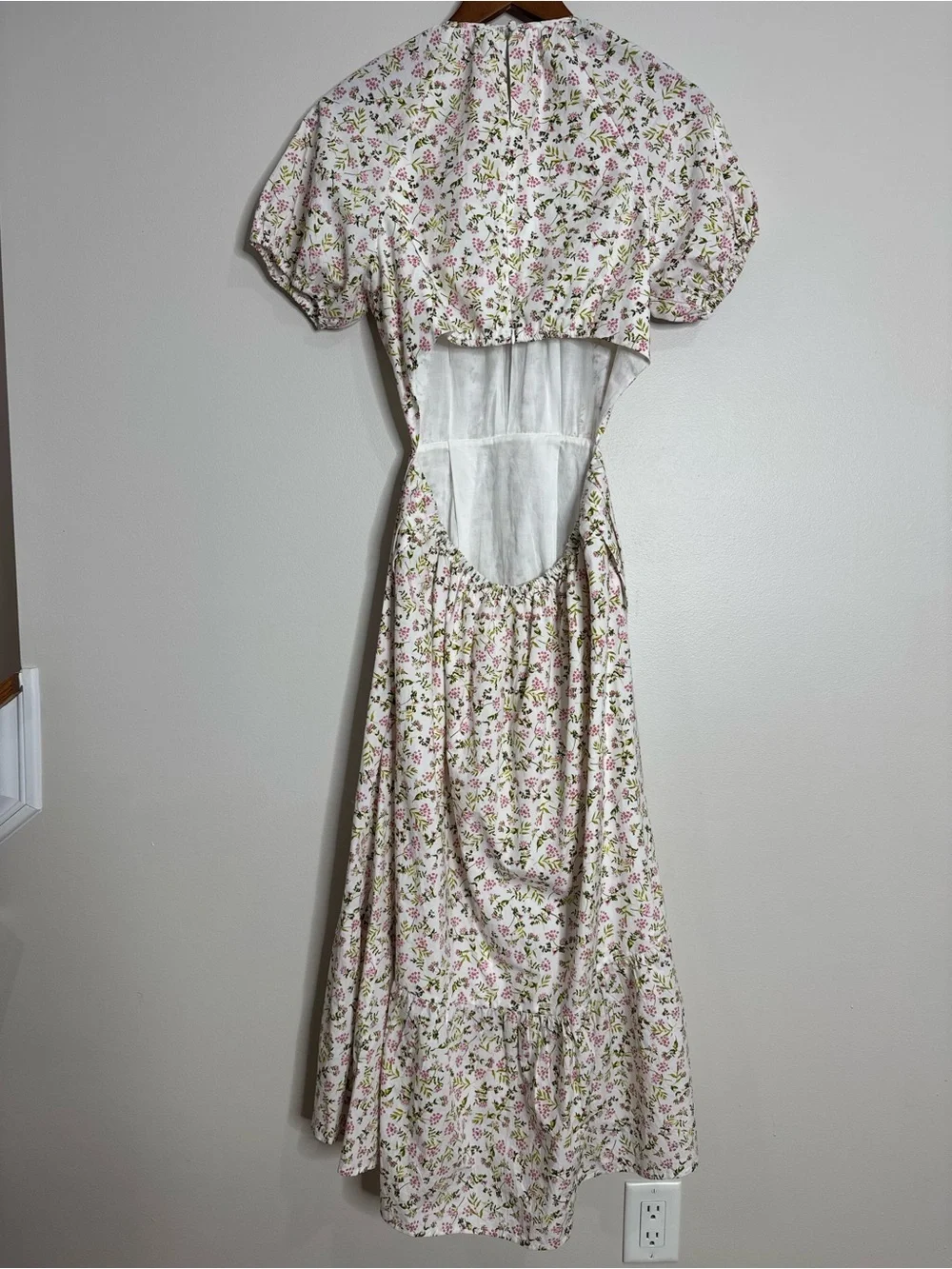 NWT J. Crew Cotton Size 6 Floral Cottagecore Open Back Puff Sleeve Midi Dress